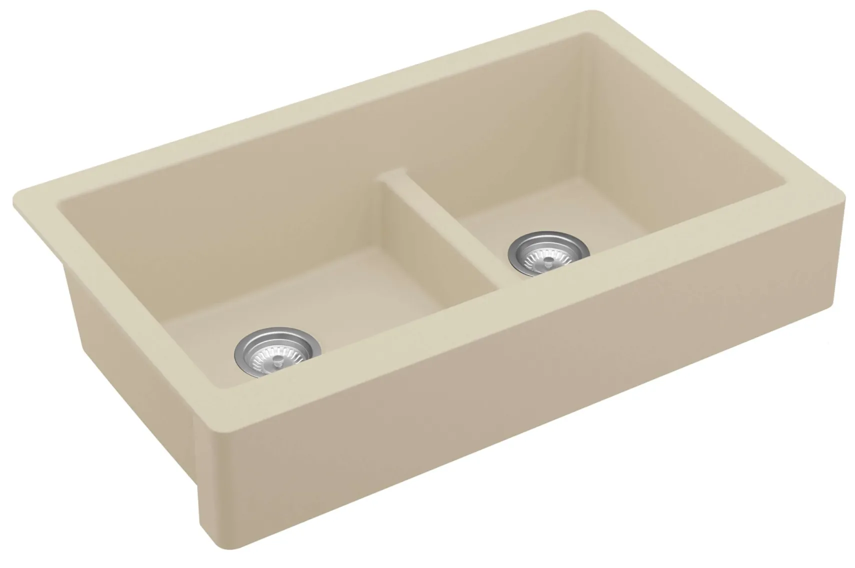 Karran 34" Quartz Composite Retrofit Farmhouse Sink, 60/40 Double Bowl, Bisque, QAR-760-BI-PK1