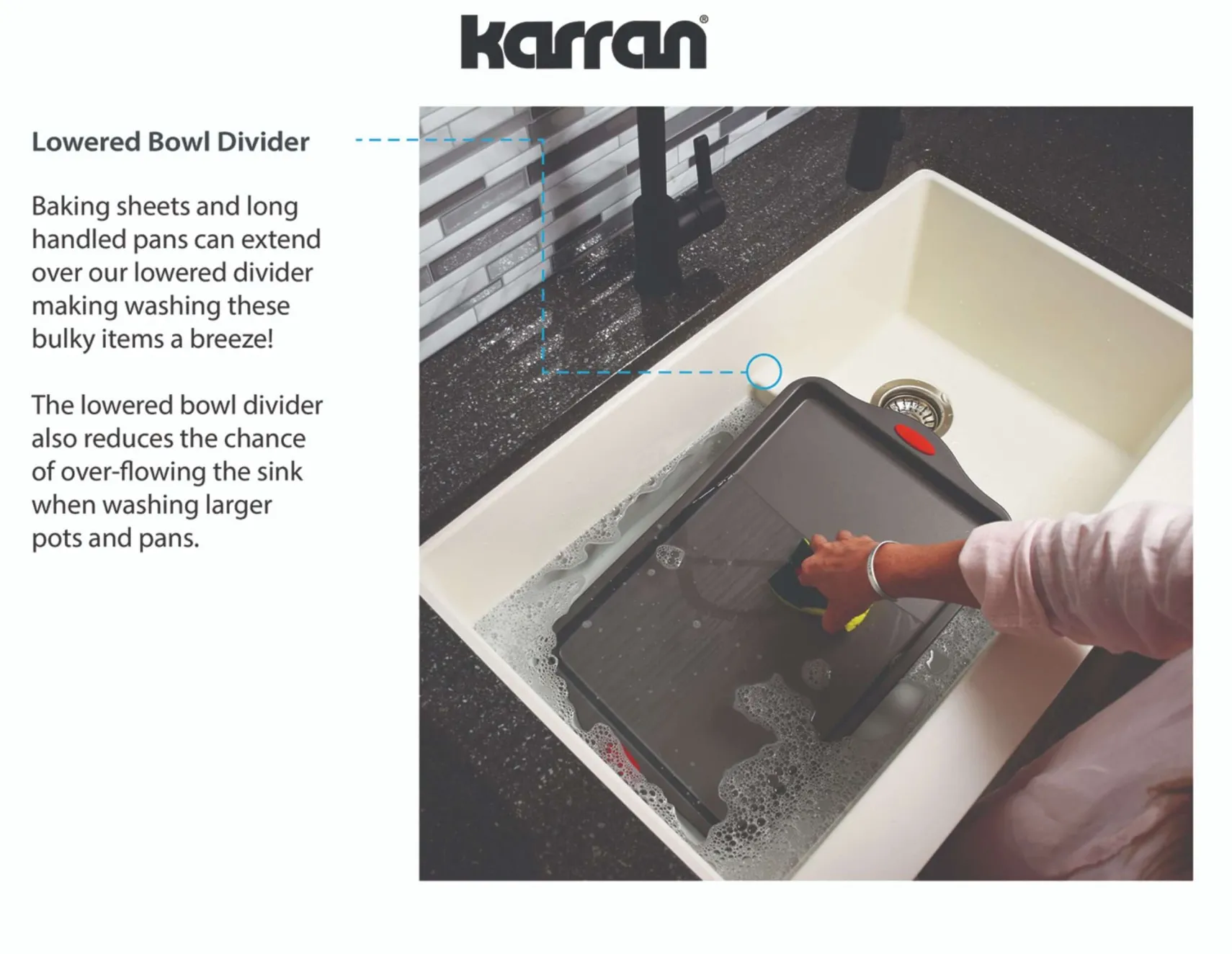 Karran 34" Quartz Composite Retrofit Farmhouse Sink, 60/40 Double Bowl, Bisque, QAR-760-BI-PK1