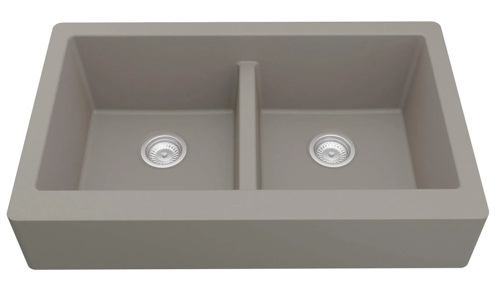 Karran 34" Quartz Composite Retrofit Farmhouse Sink, 50/50 Double Bowl, Concrete, QAR-750-CN
