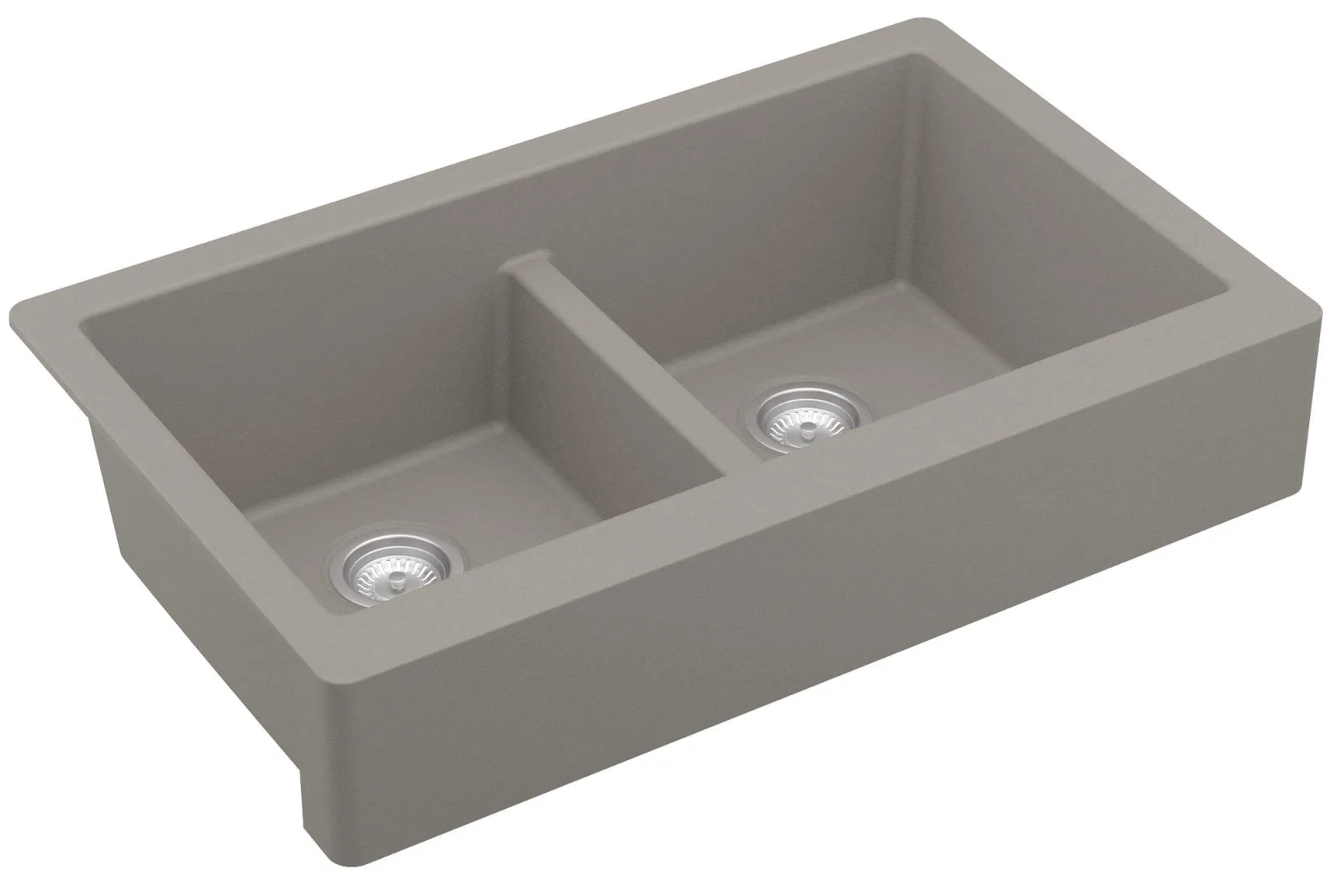 Karran 34" Quartz Composite Retrofit Farmhouse Sink, 50/50 Double Bowl, Concrete, QAR-750-CN