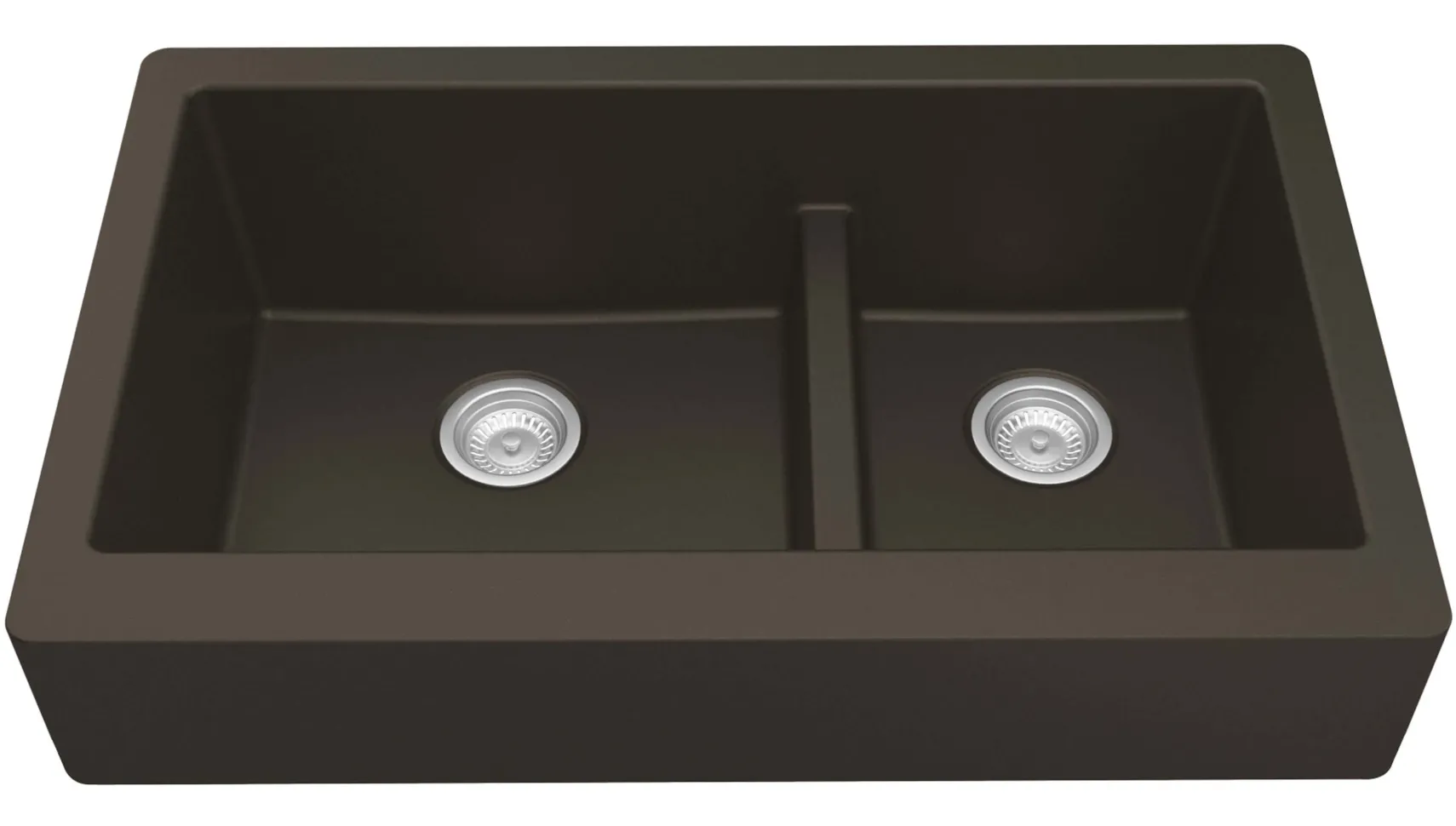 Karran 34" Quartz Composite Retrofit Farmhouse Sink, 60/40 Double Bowl, Brown, QAR-760-BR-PK1