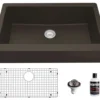 Karran 34" Quartz Composite Retrofit Farmhouse Sink, Brown, QAR-740-BR-PK1