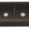Karran 34" Quartz Composite Retrofit Farmhouse Sink, 50/50 Double Bowl, Brown, QAR-750-BR