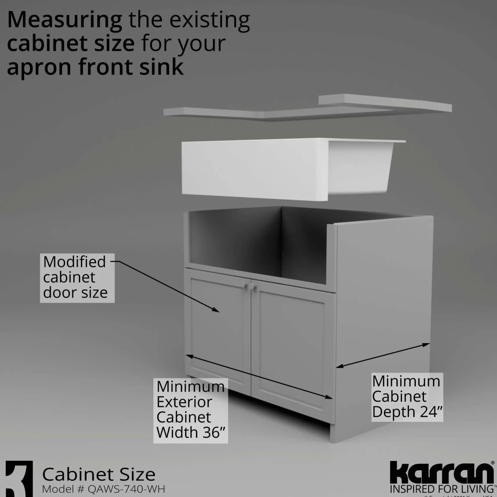 Karran 34" Quartz Composite Workstation Farmhouse Sink with Accessories, White, QAWS-740-WH