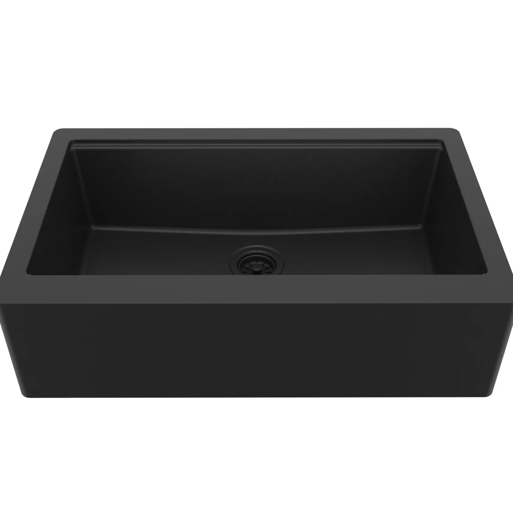 Karran 34" Quartz Composite Workstation Farmhouse Sink, Black, QAWS-740-BL-PK2