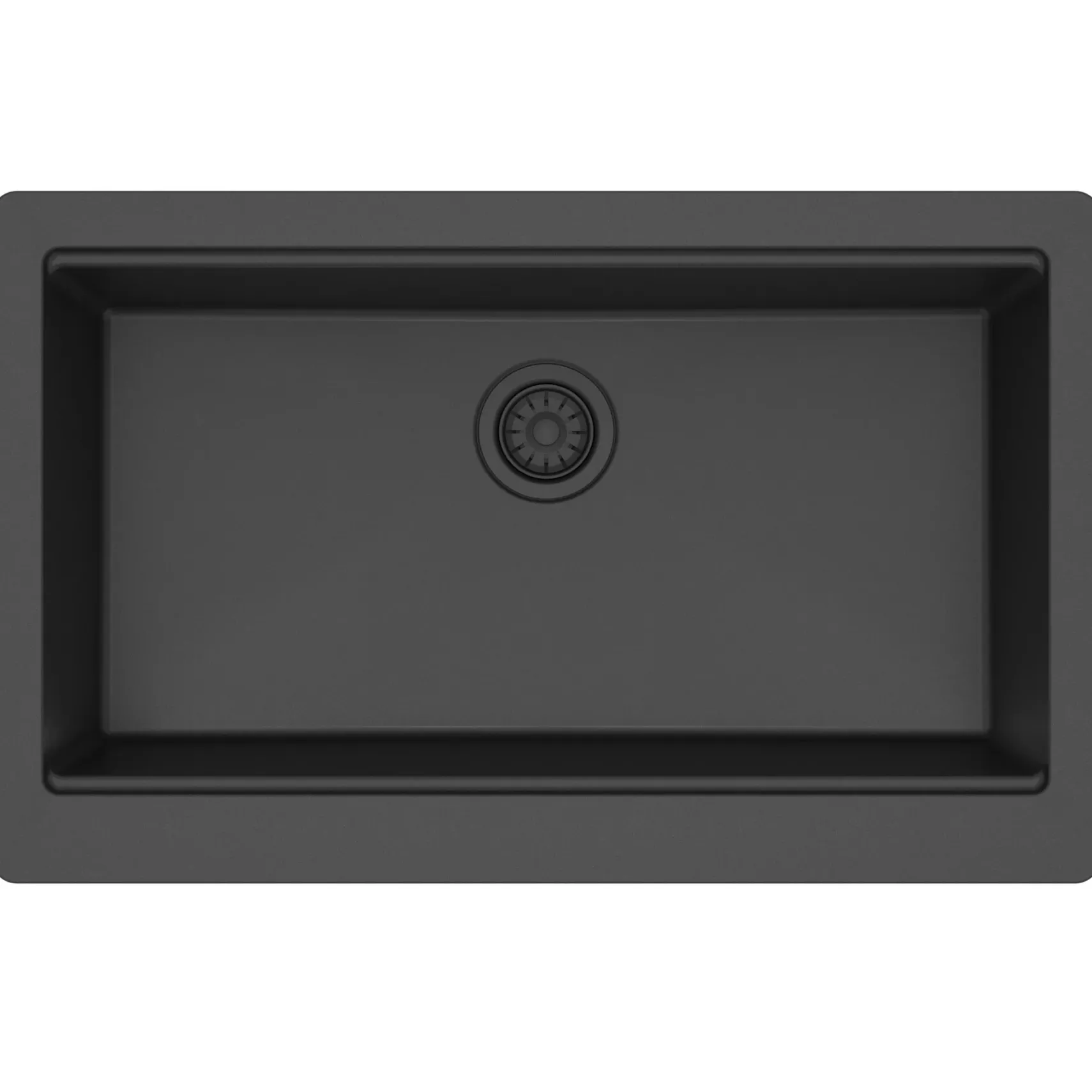 Karran 34" Quartz Composite Workstation Farmhouse Sink, Black, QAWS-740-BL-PK2