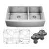 Karran 36" Stainless Steel Farmhouse Sink with Accessories, 60/40 Double Bowl, 16 Gauge, EL-87-PK1