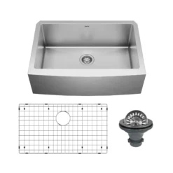 Karran 30" Stainless Steel Farmhouse Sink, 16 Gauge, EL-82-PK1