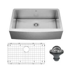 Karran 33" Stainless Steel Farmhouse Sink, 16 Gauge, EL-84-PK1