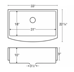 Karran 33" Stainless Steel Farmhouse Sink, 16 Gauge, EL-84-PK1