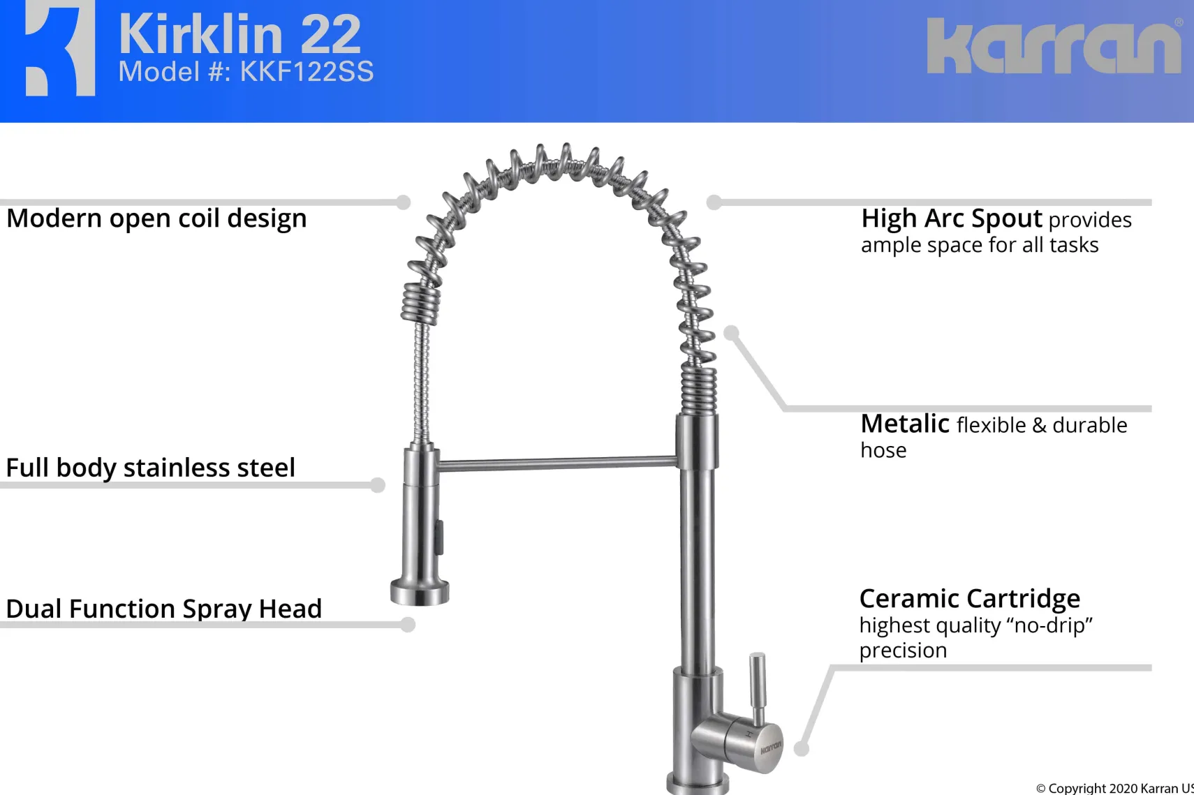 Karran 33" Stainless Steel Workstation Farmhouse Sink with Faucet and Accessories, 16 Gauge, WS-45-PK2