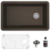 Karran 32" Undermount Quartz Composite Kitchen Sink, Brown, QU-670-BR-PK1