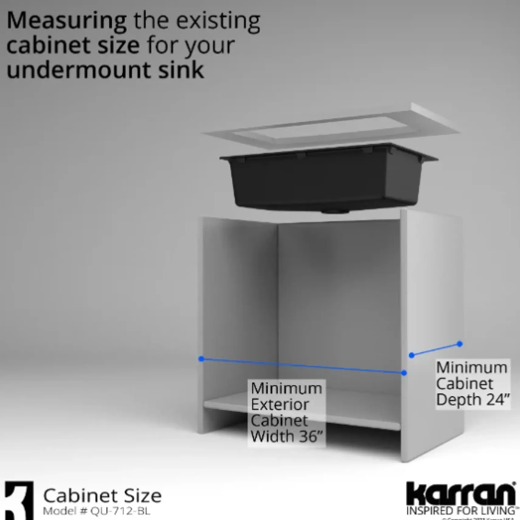 Karran 32" Undermount Quartz Composite Kitchen Sink, Black, QU-712-BL-PK1