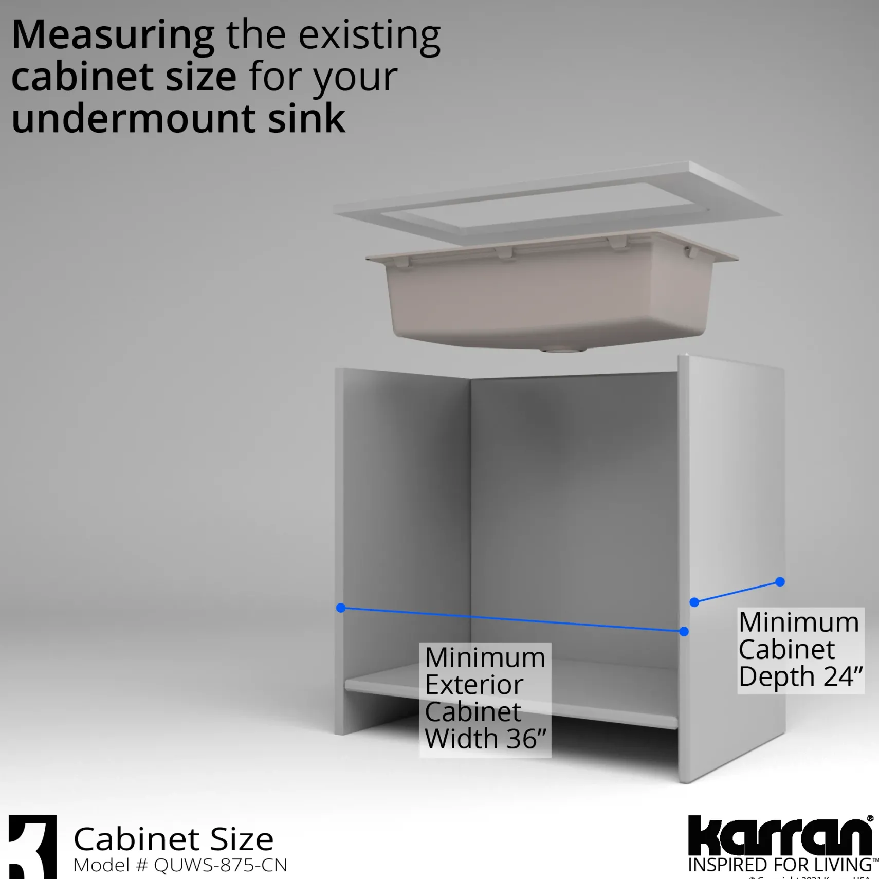 Karran 33" Undermount Quartz Composite Workstation Kitchen Sink with Accessories, Concrete, QUWS-875-CN