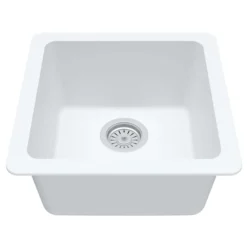 Karran 17" Undermount Quartz Composite Kitchen Sink, White, QU-690-WH