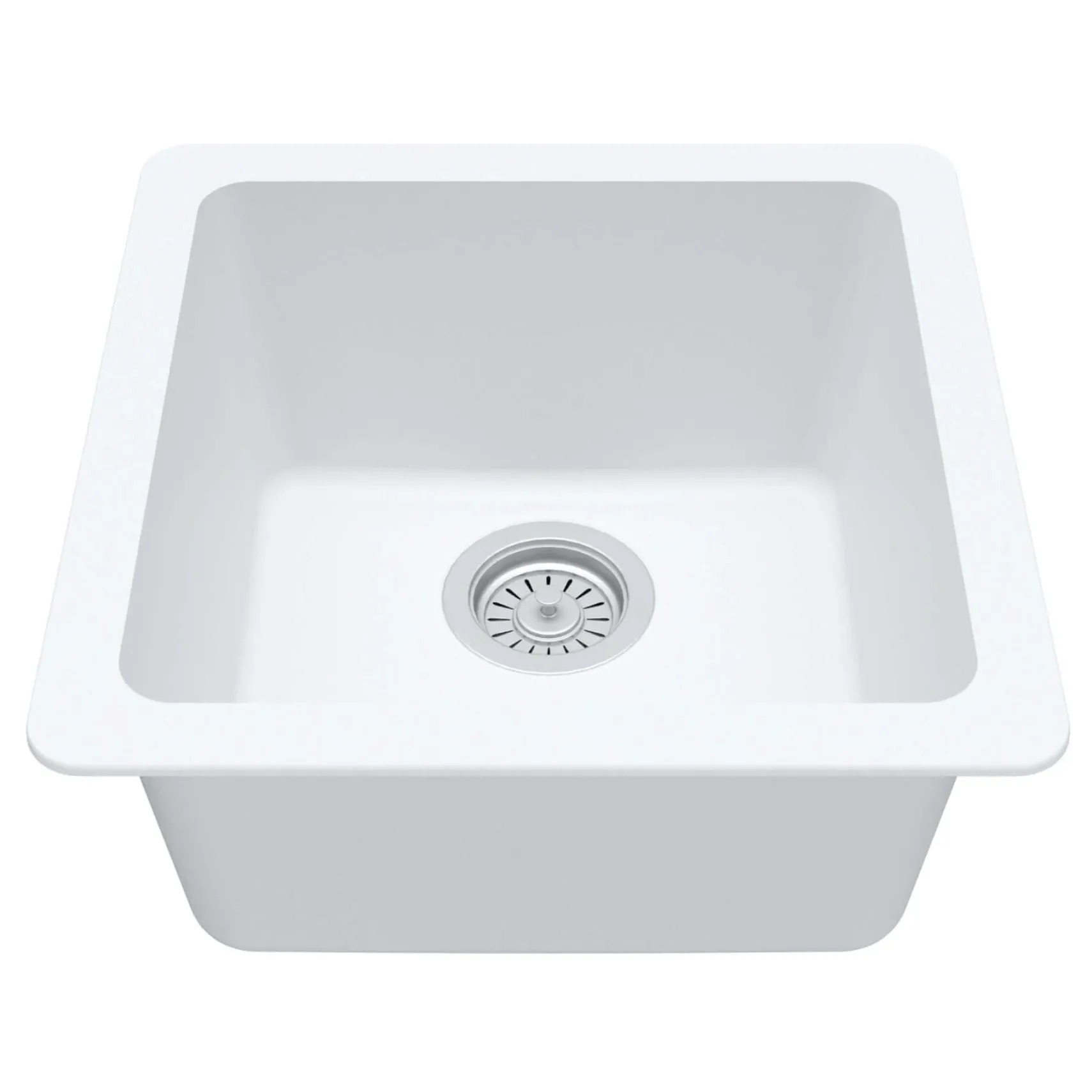 Karran 17" Undermount Quartz Composite Kitchen Sink, White, QU-690-WH