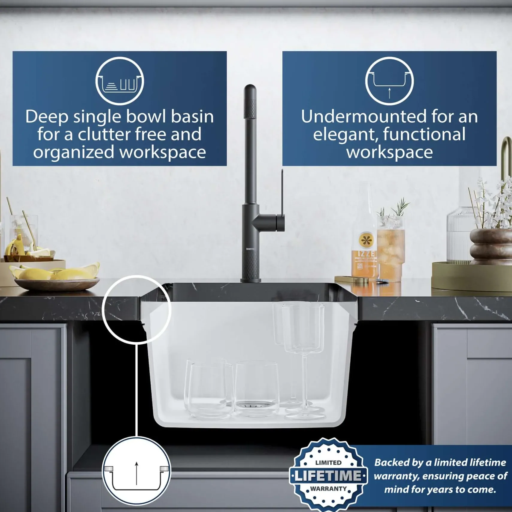 Karran 17" Undermount Quartz Composite Kitchen Sink, White, QU-690-WH