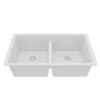 Karran 32" Undermount Quartz Composite Kitchen Sink, 50/50 Double Bowl, White, QU-810-WH