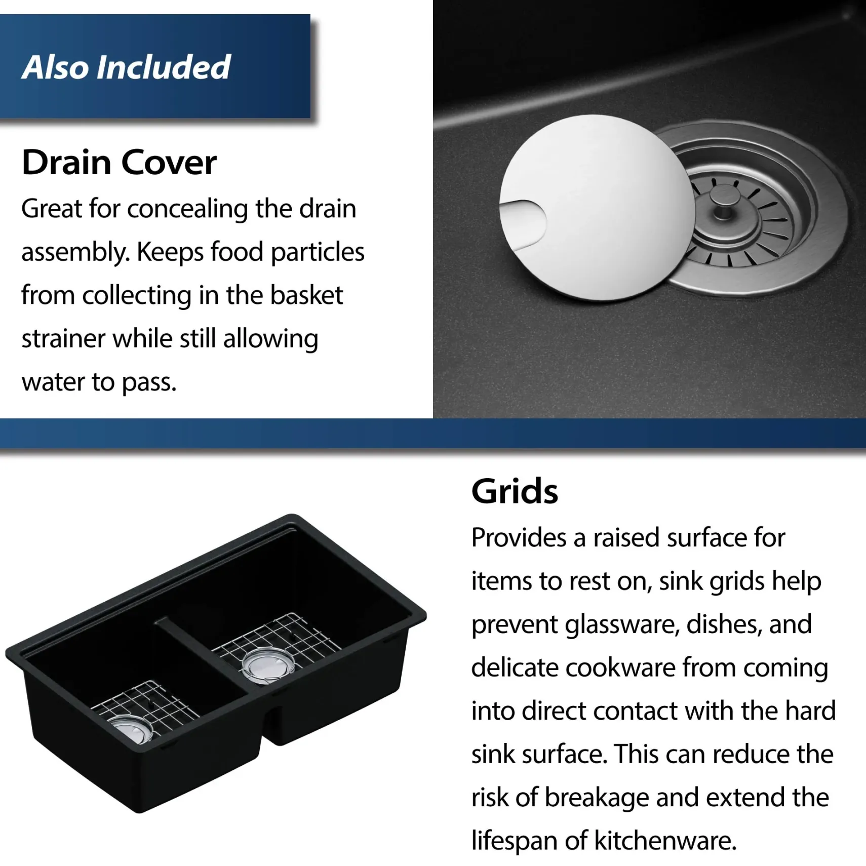 Karran 33" Undermount Quartz Composite Kitchen Sink, 50/50 Double Bowl, Black, QUWS-880-BL
