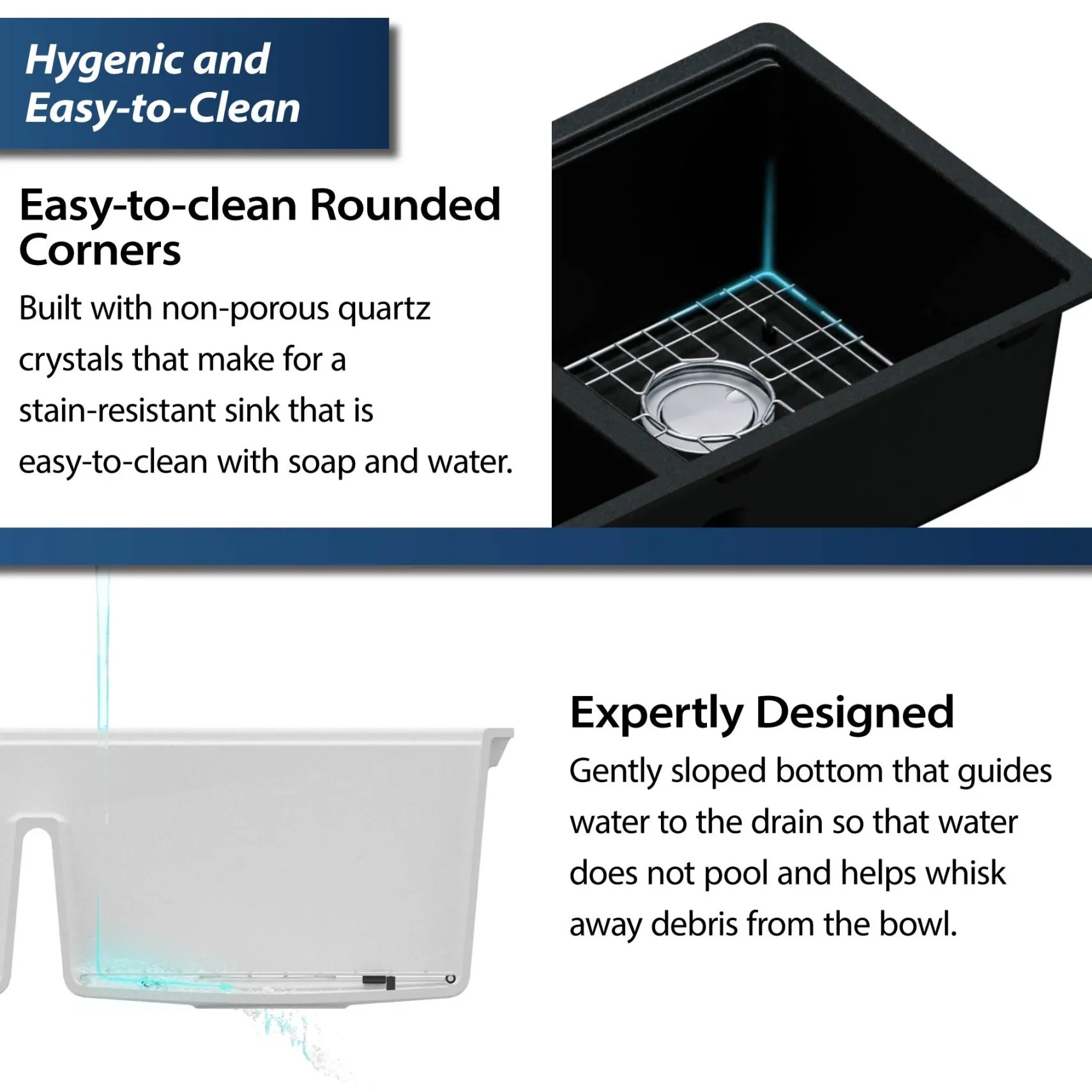 Karran 33" Undermount Quartz Composite Kitchen Sink, 50/50 Double Bowl, Black, QUWS-880-BL