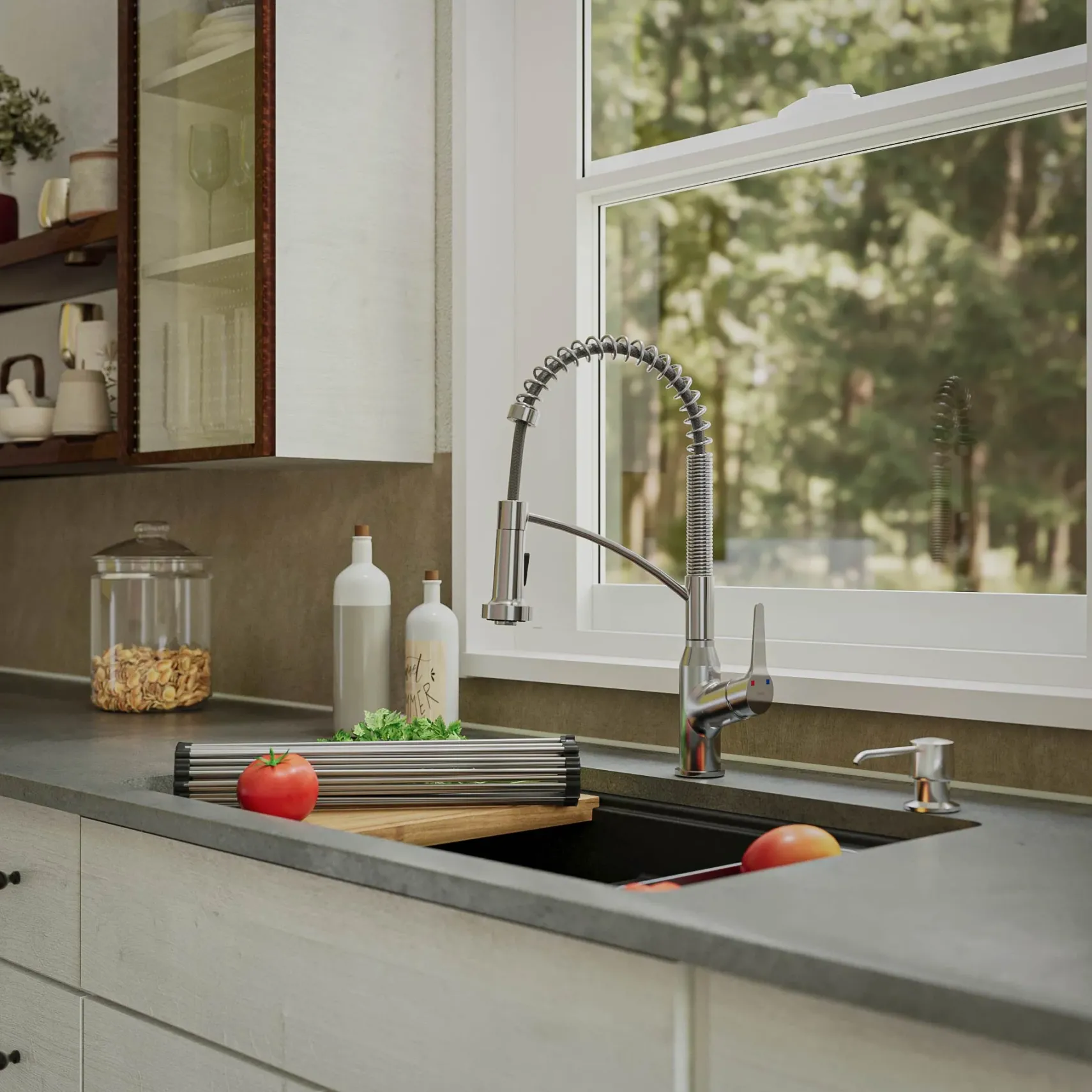 Karran 33" Undermount Quartz Composite Kitchen Sink, 50/50 Double Bowl, Black, QUWS-880-BL