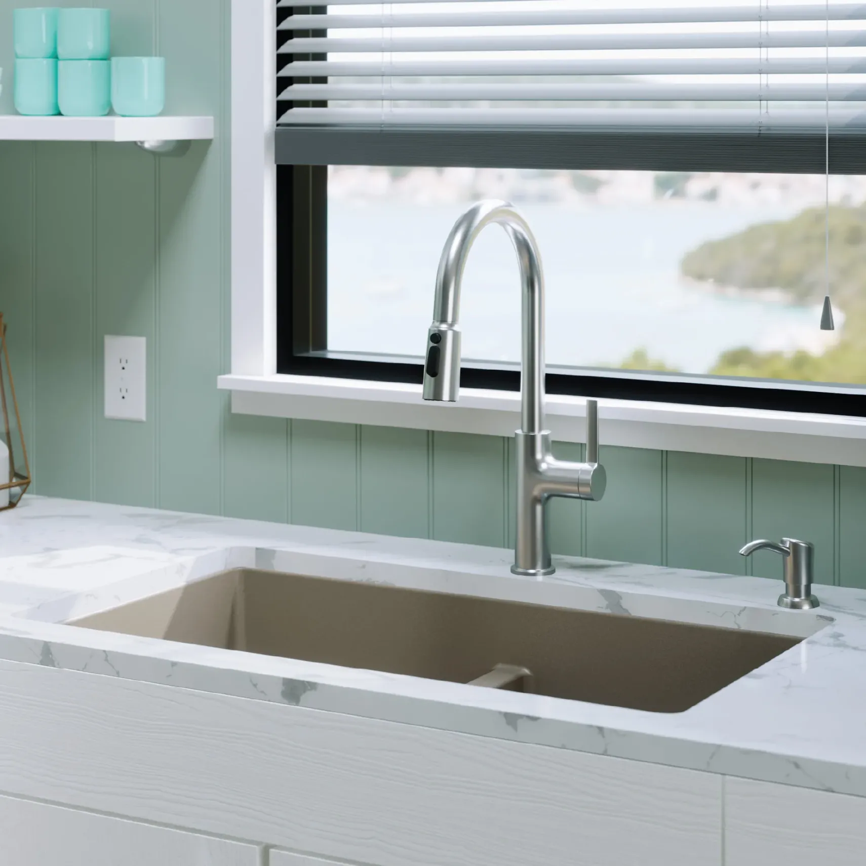 Karran 32" Undermount Quartz Composite Kitchen Sink, 50/50 Double Bowl, Concrete, QU-810-CN