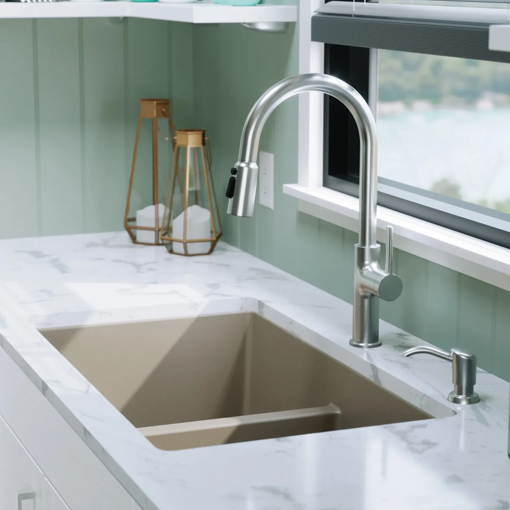 Karran 32" Undermount Quartz Composite Kitchen Sink, 50/50 Double Bowl, Concrete, QU-810-CN