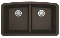 Karran 33" Undermount Quartz Composite Kitchen Sink, 50/50 Double Bowl, Brown, QU-710-BR