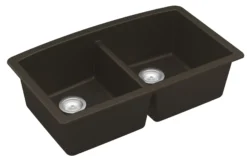 Karran 33" Undermount Quartz Composite Kitchen Sink, 50/50 Double Bowl, Brown, QU-710-BR