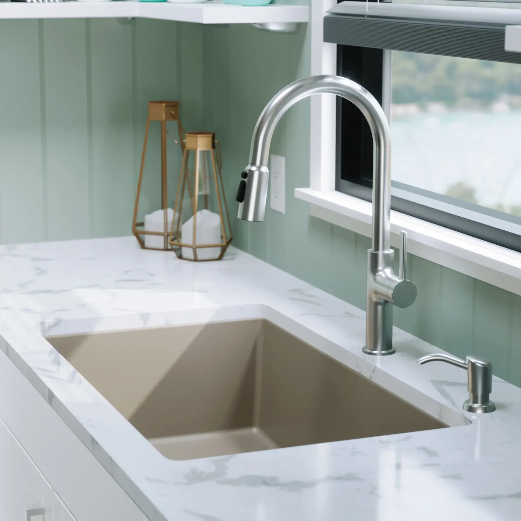 Karran 32" Undermount Quartz Composite Kitchen Sink, Concrete, QU-812-CN
