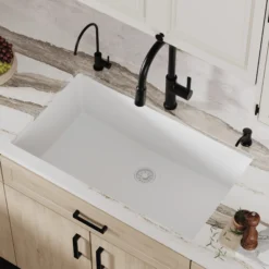 Karran 32" Undermount Quartz Composite Kitchen Sink, White, QU-812-WH