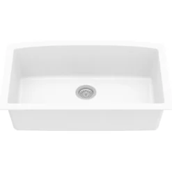 Karran 33" Undermount Quartz Composite Kitchen Sink, White, QU-712-WH