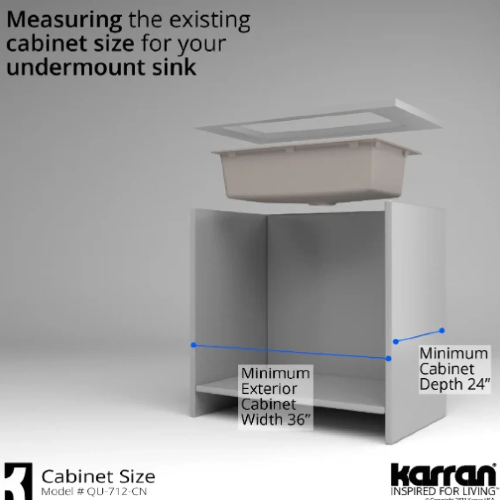 Karran 33" Undermount Quartz Composite Kitchen Sink, Concrete, QU-712-CN