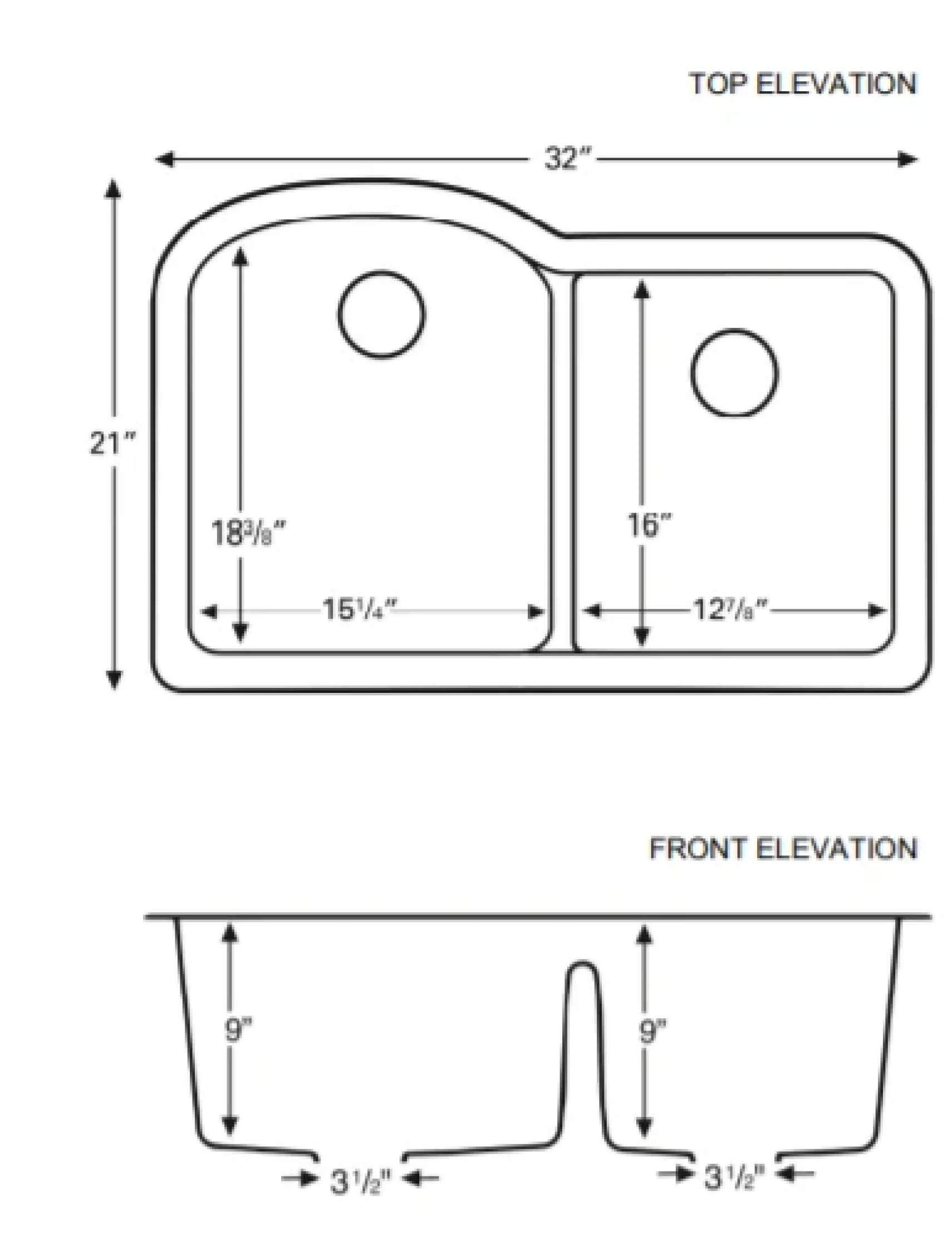 Karran 32" Undermount Quartz Composite Kitchen Sink, 60/40 Double Bowl, Black, QU-610-BL-PK1
