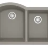 Karran 32" Undermount Quartz Composite Kitchen Sink, 60/40 Double Bowl, Concrete, QU-610-CN