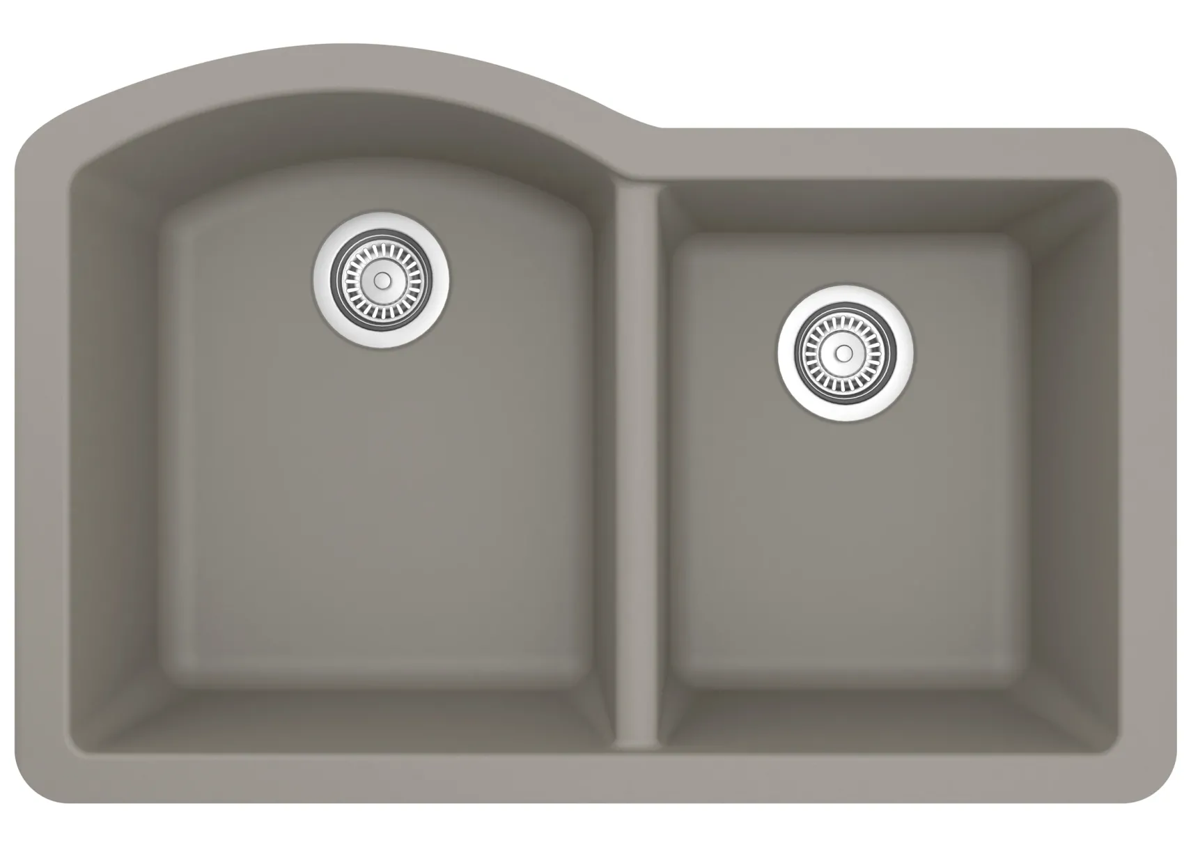 Karran 32" Undermount Quartz Composite Kitchen Sink, 60/40 Double Bowl, Concrete, QU-610-CN