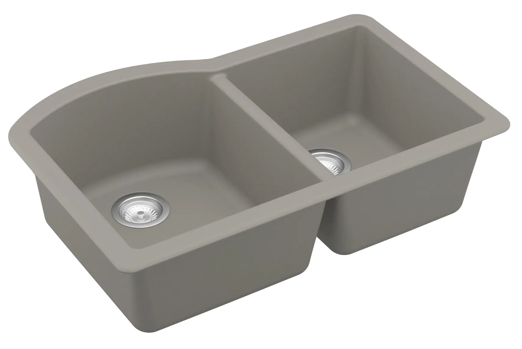 Karran 32" Undermount Quartz Composite Kitchen Sink, 60/40 Double Bowl, Concrete, QU-610-CN