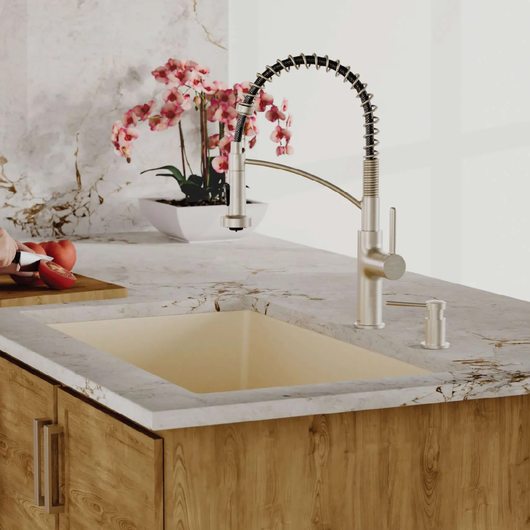 Karran 32" Undermount Quartz Composite Kitchen Sink, Bisque, QU-812-BI