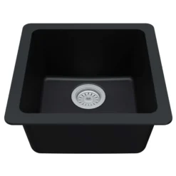 Karran 17" Undermount Quartz Composite Kitchen Sink, Black, QU-690-BL
