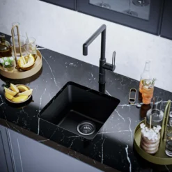 Karran 17" Undermount Quartz Composite Kitchen Sink, Black, QU-690-BL