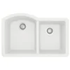 Karran 32" Undermount Quartz Composite Kitchen Sink, 60/40 Double Bowl, White, QU-610-WH