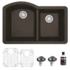 Karran 32" Undermount Quartz Composite Kitchen Sink, 60/40 Double Bowl, Brown, QU-610-BR-PK1