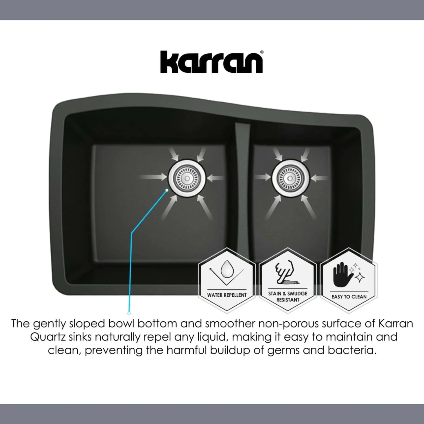 Karran 32" Undermount Quartz Composite Kitchen Sink, 60/40 Double Bowl, Brown, QU-610-BR-PK1