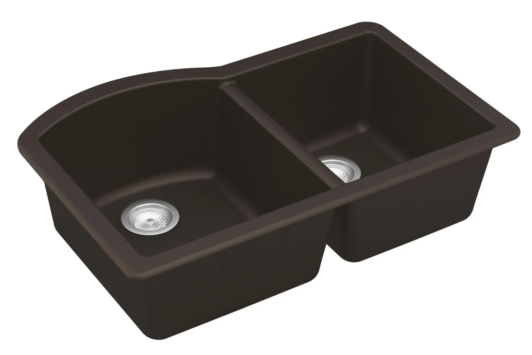 Karran 32" Undermount Quartz Composite Kitchen Sink, 60/40 Double Bowl, Brown, QU-610-BR-PK1