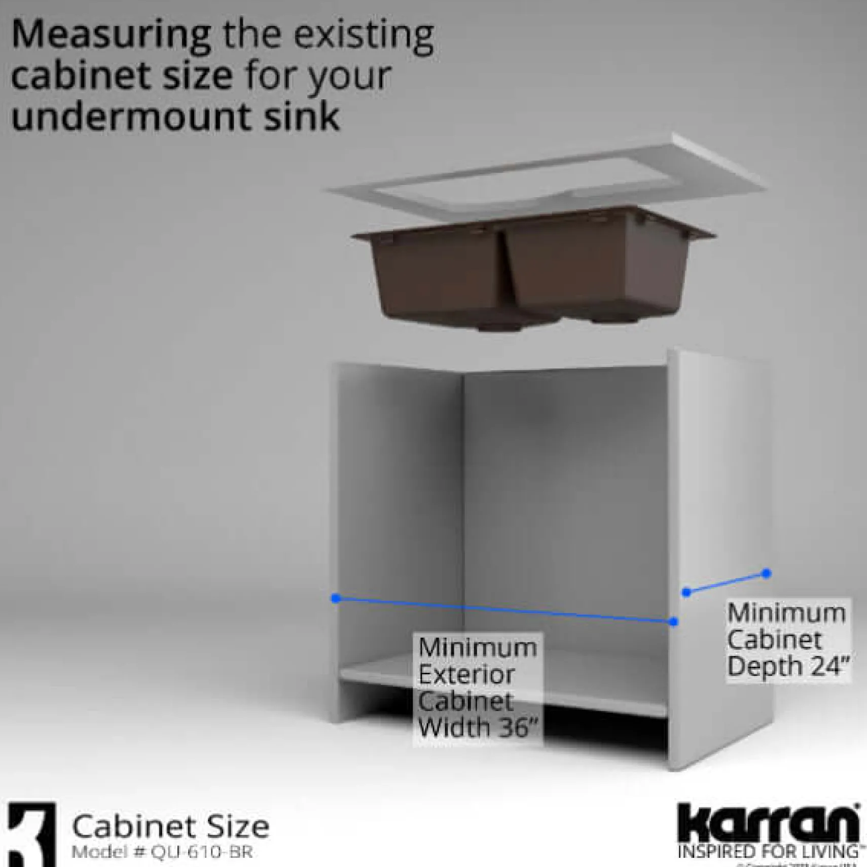 Karran 32" Undermount Quartz Composite Kitchen Sink, 60/40 Double Bowl, Brown, QU-610-BR-PK1
