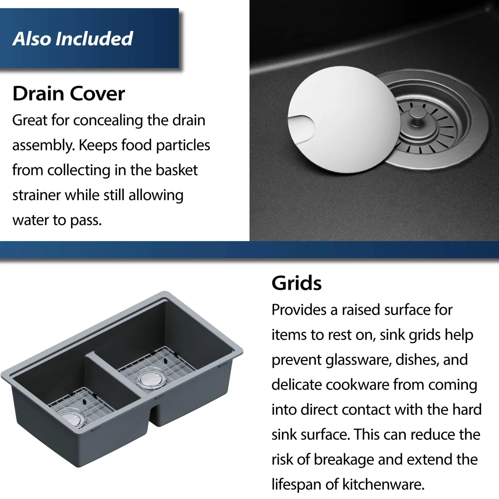 Karran 33" Undermount Quartz Composite Kitchen Sink, 50/50 Double Bowl, Grey, QUWS-880-GR