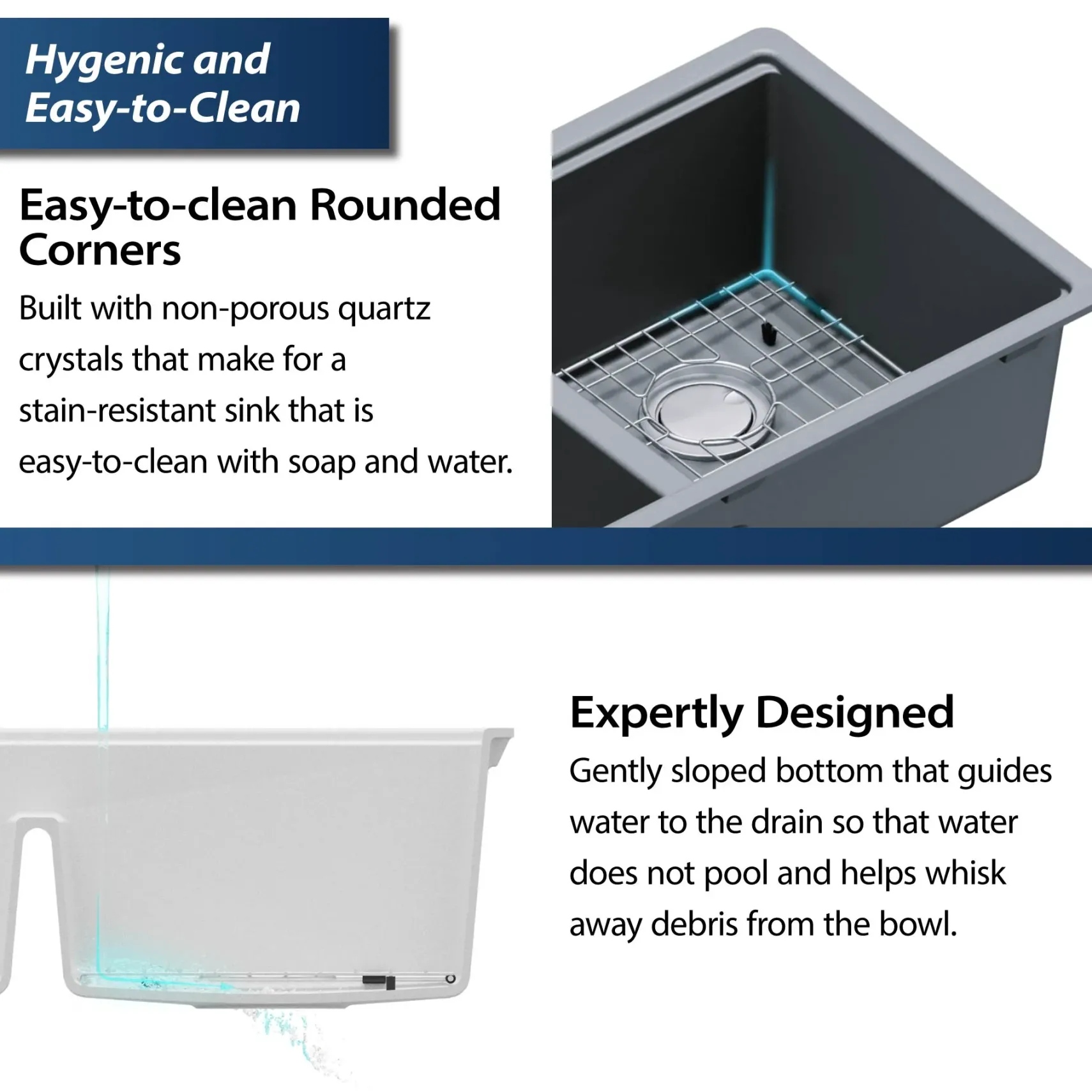 Karran 33" Undermount Quartz Composite Kitchen Sink, 50/50 Double Bowl, Grey, QUWS-880-GR