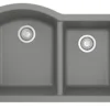 Karran 32" Undermount Quartz Composite Kitchen Sink, 60/40 Double Bowl, Grey, QU-610-GR