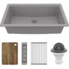 Karran 32" Undermount Quartz Composite Workstation Kitchen Sink, Grey, QUWS-875-GR-PK2