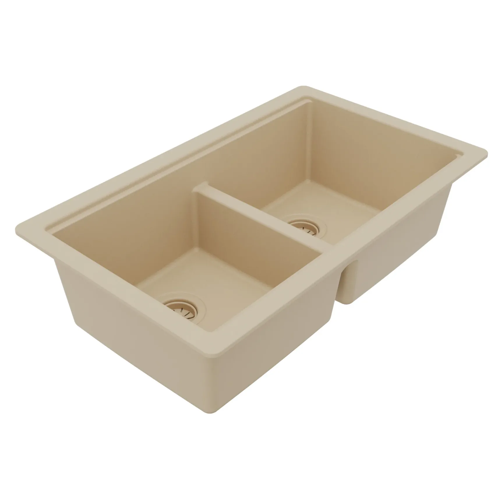 Karran 32" Undermount Quartz Composite Workstation Kitchen Sink, 50/50 Double Bowl, Bisque, QUWS-880-BI-PK2